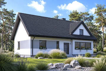 Projekt domu Planujdom 186 - parterowy dom o powierzchni 85,92 m², dach dwuspadowy - ujęcie 3