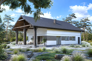 Projekt domu Planujdom 196 - parterowy dom o powierzchni 94,34 m², dach dwuspadowy - ujęcie 3
