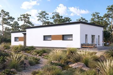 Projekt domu Planujdom 198 - parterowy dom o powierzchni 188,05 m², dach płaski - ujęcie 2