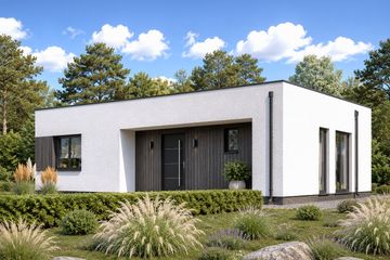 Projekt domu Planujdom 199 - parterowy dom o powierzchni 70,92 m², dach płaski - ujęcie 2