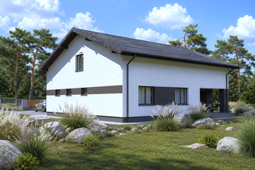 Projekt domu Planujdom 202 - parterowy dom o powierzchni 113,39 m², dach dwuspadowy - ujęcie 4