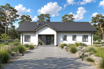 Projekt domu Planujdom 203 - parterowy dom o powierzchni 129,91 m², dach dwuspadowy - ujęcie 2