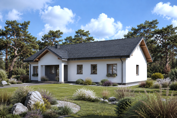 Projekt domu Planujdom 203 - parterowy dom o powierzchni 129,91 m², dach dwuspadowy - ujęcie 3
