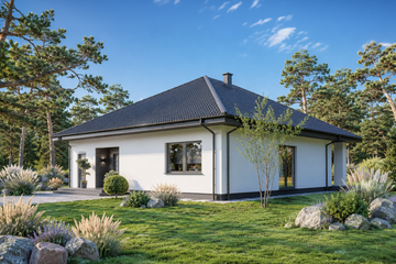 Projekt domu Planujdom 210 - parterowy dom o powierzchni 123,40 m², dach kopertowy - ujęcie 2
