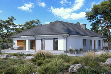 Projekt domu Planujdom 214 - parterowy dom o powierzchni 172,64 m², dach wielospadowy - ujęcie 2