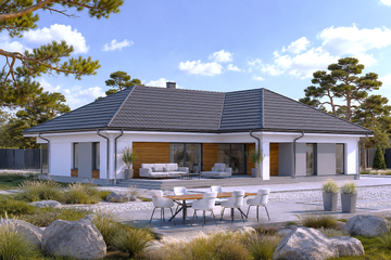 Projekt domu Planujdom 214 - parterowy dom o powierzchni 172,64 m², dach wielospadowy - ujęcie 3