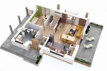 Projekt domu BW-36 wariant 18 bez garażu z zadaszonym tarasem - parterowy z poddaszem dom o powierzchni 99,60 m², dach dwuspadowy - ujęcie 5