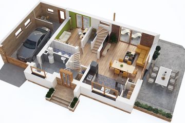Projekt domu BW-36 wariant 18 z zad. tarasem - parterowy z poddaszem dom o powierzchni 99,60 m², dach dwuspadowy - ujęcie 5
