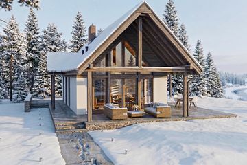 Projekt domu Mazury 3 - murowany - parterowy z poddaszem dom o powierzchni 74,97 m², dach dwuspadowy - ujęcie 2
