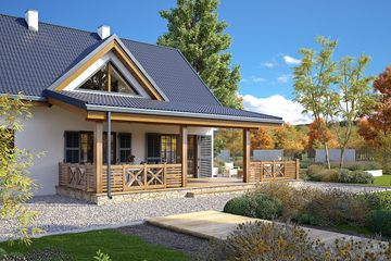Projekt domu Koniczynka 2 - parterowy z poddaszem dom o powierzchni 117,66 m², dach dwuspadowy - ujęcie 3
