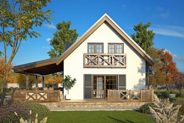 Projekt domu Koniczynka 2 - parterowy z poddaszem dom o powierzchni 117,66 m², dach dwuspadowy - ujęcie 4