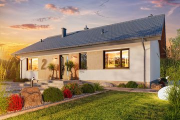 Projekt domu Tracja 2 modern OZE - parterowy dom o powierzchni 99,38 m², dach dwuspadowy - ujęcie 2