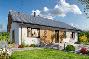Projekt domu Tracja 2 modern OZE - parterowy dom o powierzchni 99,38 m², dach dwuspadowy - ujęcie 6