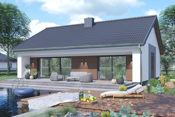Projekt domu APS 353 - parterowy dom o powierzchni 100 m², dach dwuspadowy - ujęcie 2