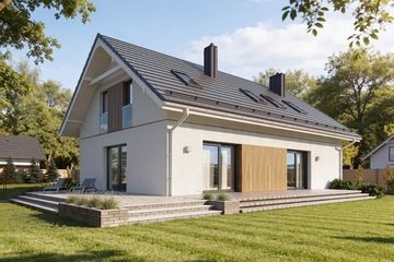Projekt domu Fila 2 - parterowy z poddaszem dom o powierzchni 137,68 m², dach dwuspadowy - ujęcie 2