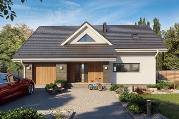 Projekt domu Fila 2 - parterowy z poddaszem dom o powierzchni 137,68 m², dach dwuspadowy - ujęcie 3