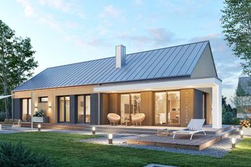 Projekt domu Domena 171 C4 - parterowy dom o powierzchni 121,88 m², dach płaski - ujęcie 2