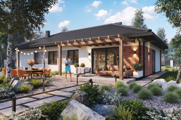 Projekt domu Ka302 - parterowy dom o powierzchni 109,73 m², dach kopertowy - ujęcie 4