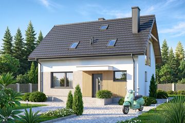 Projekt domu Dolce - parterowy z poddaszem dom o powierzchni 99,44 m², dach dwuspadowy - ujęcie 2