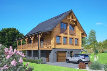 Projekt domu Olchowa dw 9 - parterowy z poddaszem dom o powierzchni 131,83 m², dach dwuspadowy - ujęcie 2
