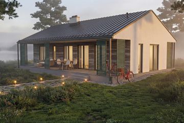 Projekt domu Jutrzenka 2 XL - parterowy dom o powierzchni 91,34 m², dach dwuspadowy - ujęcie frontu