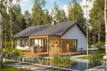 Projekt domu w Zaciszu Komfort + - parterowy dom o powierzchni 80 m², dach dwuspadowy - ujęcie 2