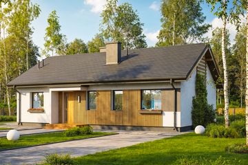 Projekt domu w Zaciszu Komfort + - parterowy dom o powierzchni 80 m², dach dwuspadowy - ujęcie 3