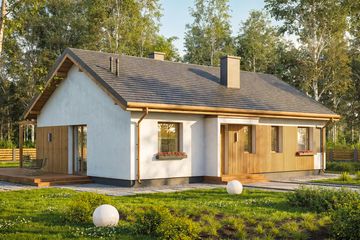 Projekt domu w Zaciszu Komfort + - parterowy dom o powierzchni 80 m², dach dwuspadowy - ujęcie 4