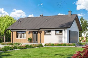 Projekt domu Tania 6 Szkielet drewniany - parterowy dom o powierzchni 70,90 m², dach dwuspadowy - ujęcie 2