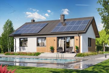 Projekt domu Tania 6 Szkielet drewniany - parterowy dom o powierzchni 70,90 m², dach dwuspadowy - ujęcie 3