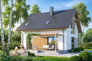 Projekt domu Dolce mini - parterowy z poddaszem dom o powierzchni 88,99 m², dach dwuspadowy - ujęcie 2