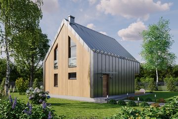 Projekt domu L-302 Weranda - parterowy z poddaszem dom o powierzchni 92,74 m², dach dwuspadowy - ujęcie 2