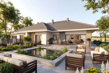 Projekt domu Ka301 - parterowy dom o powierzchni 234,22 m², dach kopertowy - ujęcie 2