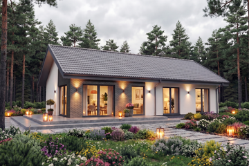 Projekt domu Ka287 Sz - parterowy dom o powierzchni 77,40 m², dach dwuspadowy - ujęcie 3