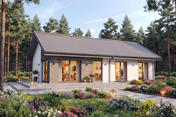 Projekt domu Ka287 Sz - parterowy dom o powierzchni 77,40 m², dach dwuspadowy - ujęcie 4