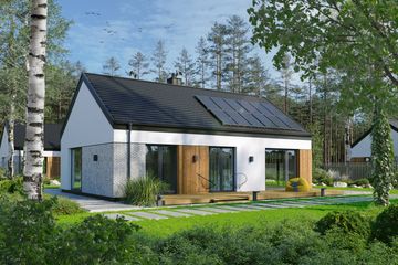 Projekt domu EG-95 wariant IV - parterowy dom o powierzchni 94,13 m², dach dwuspadowy - ujęcie 2