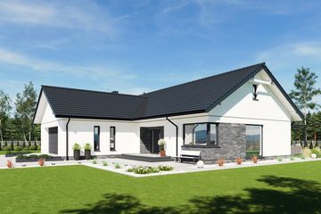 Projekt domu N55-G2 - parterowy dom o powierzchni 118,87 m², dach dwuspadowy - ujęcie 4