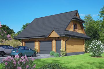 Projekt budynku gospodarczego gd-6 - parterowy dom o powierzchni 94,39 m², dach dwuspadowy - ujęcie frontu