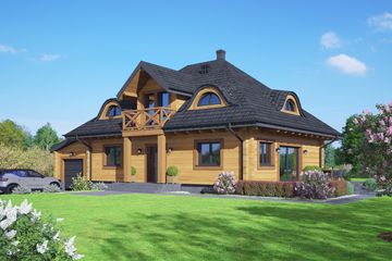 Projekt domu Chmielniki małe 49 dw - parterowy z poddaszem dom o powierzchni 155,01 m², dach kopertowy - ujęcie frontu