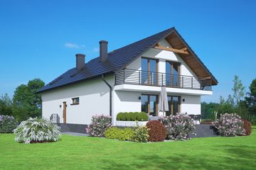 Projekt domu Osiek 41m - parterowy z poddaszem dom o powierzchni 137,06 m², dach dwuspadowy - ujęcie 2