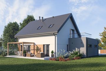 Projekt domu D460 - parterowy z poddaszem dom o powierzchni 118,22 m², dach dwuspadowy - ujęcie 2