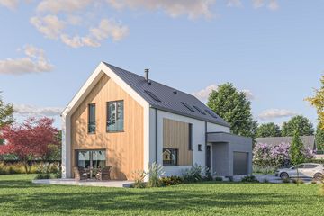 Projekt domu D459 - parterowy z poddaszem dom o powierzchni 148,65 m², dach dwuspadowy - ujęcie 2