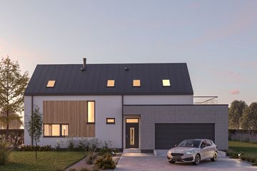 Projekt domu D459 - parterowy z poddaszem dom o powierzchni 148,65 m², dach dwuspadowy - ujęcie 4
