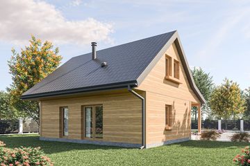 Projekt domu D439 wersja drewniana - parterowy dom o powierzchni 44,37 m², dach dwuspadowy - ujęcie 2