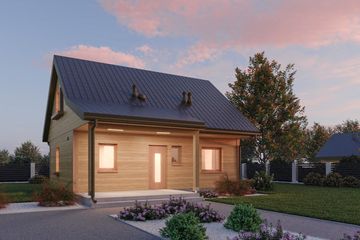 Projekt domu D439 wersja drewniana - parterowy dom o powierzchni 44,37 m², dach dwuspadowy - ujęcie 3