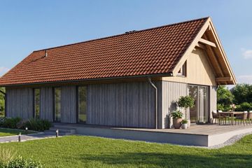 Projekt domu Kameralny XL - parterowy dom o powierzchni 91,28 m², dach dwuspadowy - ujęcie frontu