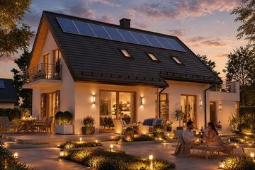 Projekt domu BW-36 wariant 18 z tarasem nad garażem - parterowy z poddaszem dom o powierzchni 99,60 m², dach dwuspadowy - ujęcie 4