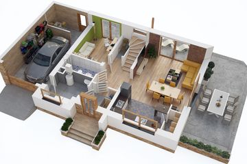 Projekt domu BW-36 wariant 18 z tarasem nad garażem - parterowy z poddaszem dom o powierzchni 99,60 m², dach dwuspadowy - ujęcie 5