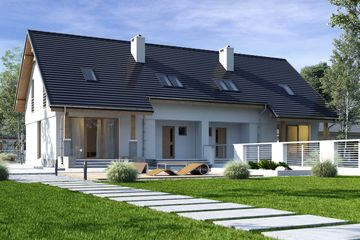 Projekt domu Biała z garażem 1-st. [A-ZBL] - parterowy z poddaszem dom o powierzchni 188,20 m², dach dwuspadowy - ujęcie 2