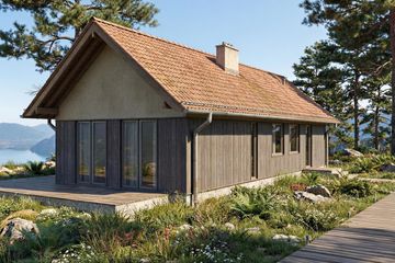 Projekt domu Kameralny 2 XL- murowany - parterowy dom o powierzchni 90,27 m², dach dwuspadowy - ujęcie 2